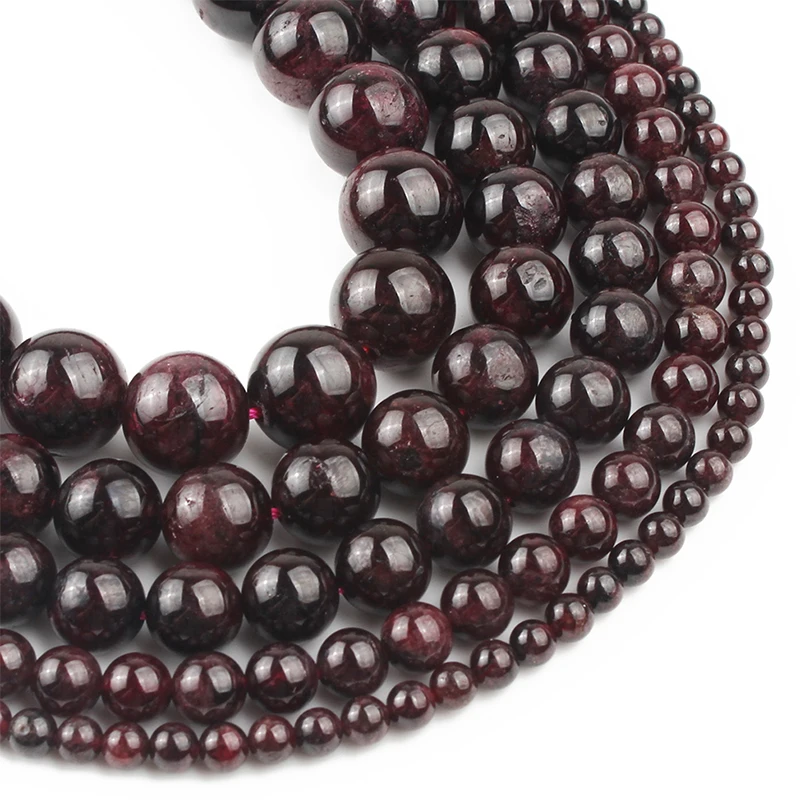

Natural Dark Red Garnet Stone Beads Round Loose Spacer Beads For Jewelry Making 15"Strand 4 6 8 10 12mm DIY Bracelets Necklace