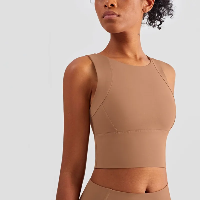 

New Gather Abdomen Push Up Sport Vest Women Yoga Tops Running Shockproof Fitness Vest Gym Clothes Workout Training Athletic Tops