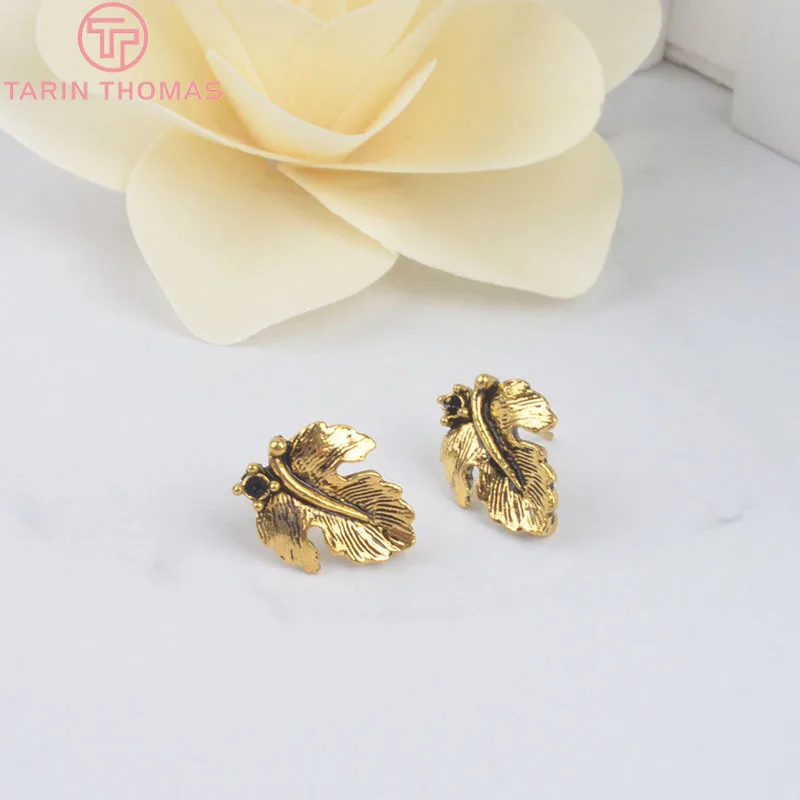 

30PCS Tree leaf:15*12MM Alloy and Steel Needle Tree leaf Stud Earrings Diy Handmade Jewelry Findings Wholesale
