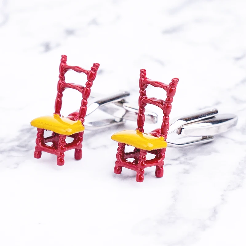 Новинка мужские запонки забавные в форме стула разноцветные для вечеринки