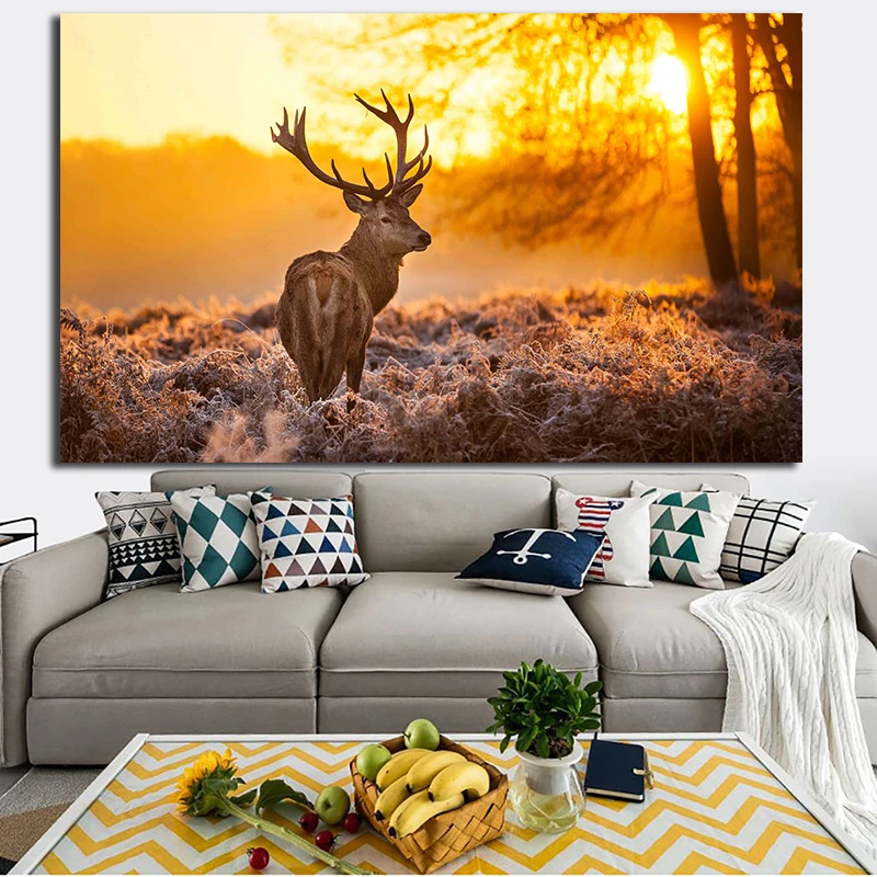 Диких северных оленей Животные холст Плакаты и принты Куадрос настенная