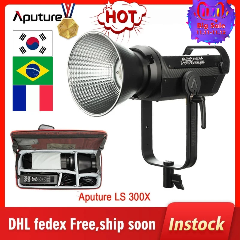 В наличии Aputure LS 300X 300d ii led light Bi-Color 2700K-6500K настраиваемый V-mount Plante White Point Bowens Mount |