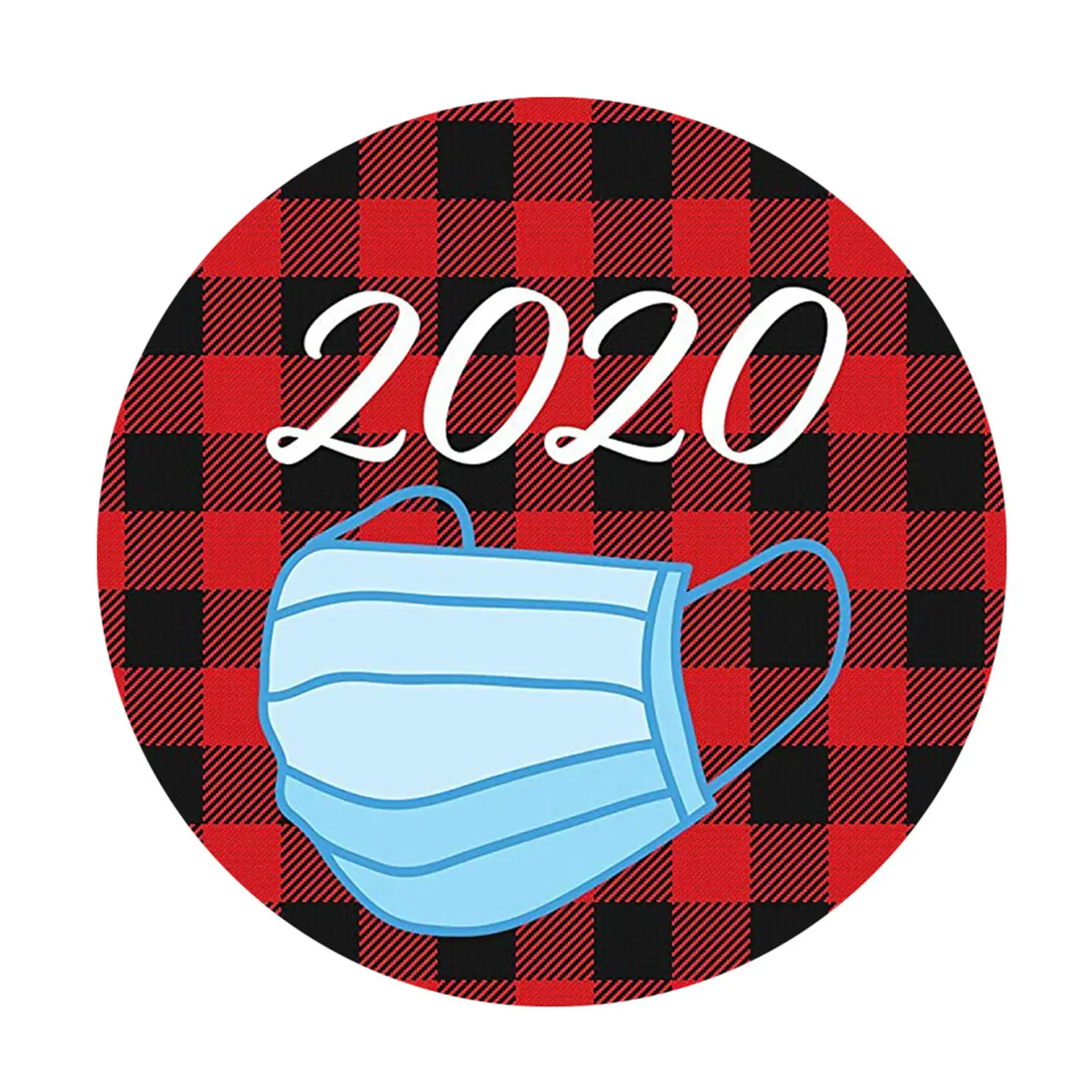 

Paper Christmas DIY Deco Stickers Round Santa Claus Wear Mask Message " 2021 " 21cm Dia.