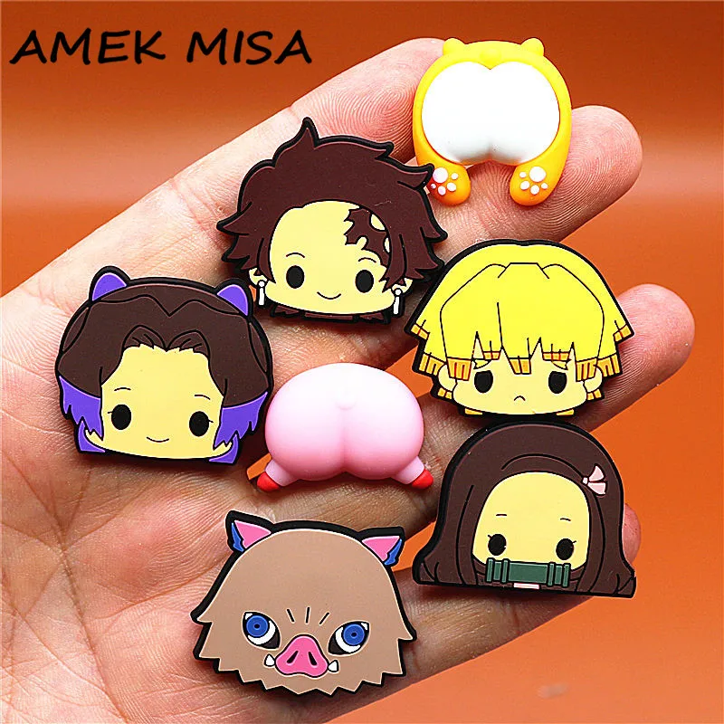 

1pcs Japanese Cartoon Shoe Charms Comics Pig Dog Butt Zenyi PVC Shoe Accessories Decoration Fit Croc Jibz Party Kids Gifts U294