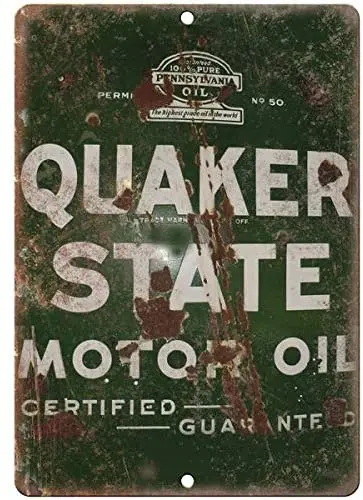 

Vintage Decorative Metal Signs Quaker State Motor Oil Porcelain Look 12" X 18" Reproduction Metal Sign U