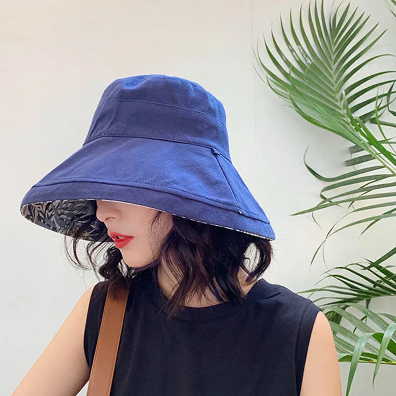 Double Side Fisherman's Hat UV Protection Packable Floppy Wide Brim Fashion Women Summer Caps Casual Bucket Sun Hat Korean Lady