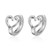 classic silver color heart clear cz zircon stud earrings for women statement prevent allergy crystal pendientes jewelry