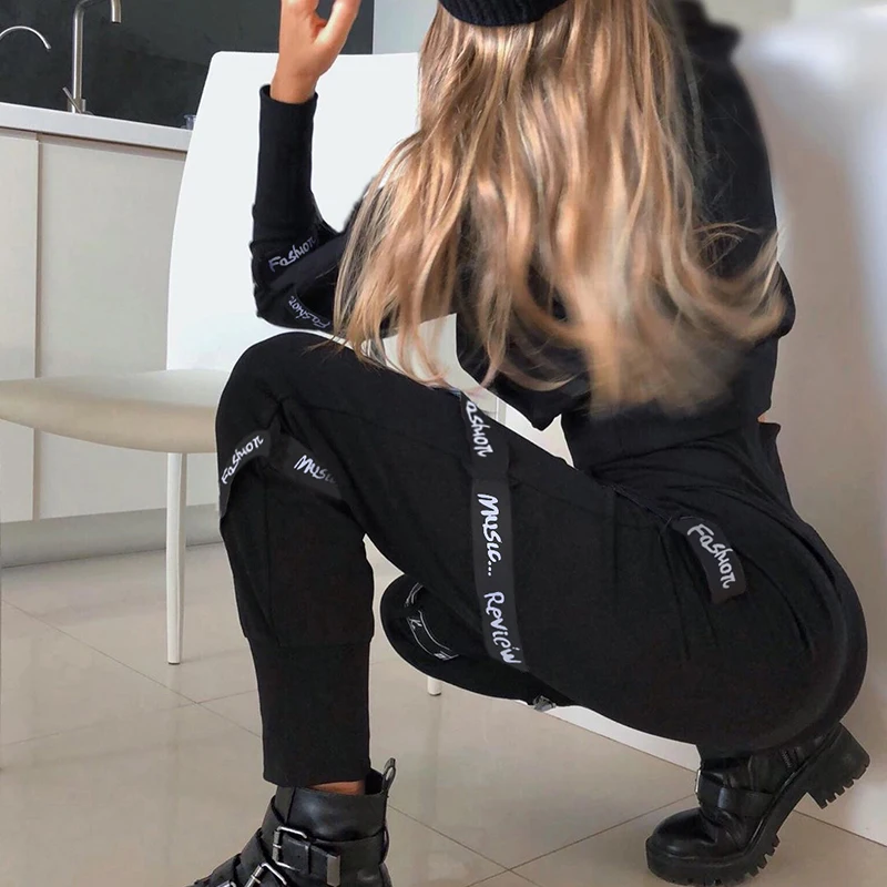 WannaThis/осенне-зимний комплект из двух предметов, укороченный топ с высоким воротником и леггинсы с принтом в стиле пэчворк, черные уличные комплекты с длинными рукавами