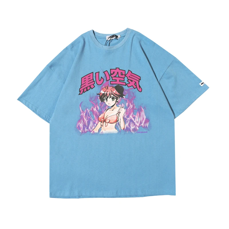 Футболка мужская оверсайз с коротким рукавом уличная одежда в японском стиле из