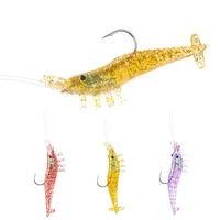 8cm shrimp soft bait glow grass shrimps barbed hook day night fishing artificial lures lot 3 pieces lure fishing