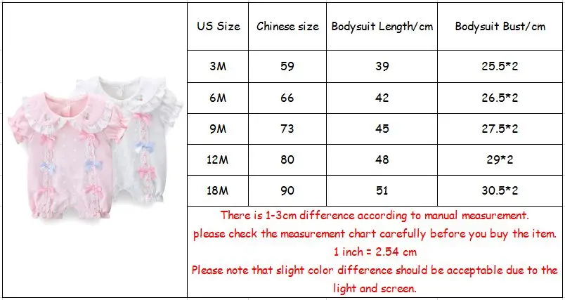 

Summer Baby Girls Clothes Cotton Lace Peter Pan Collar Jumpsuit for Infant Kids Rompers with Bows 0-18M