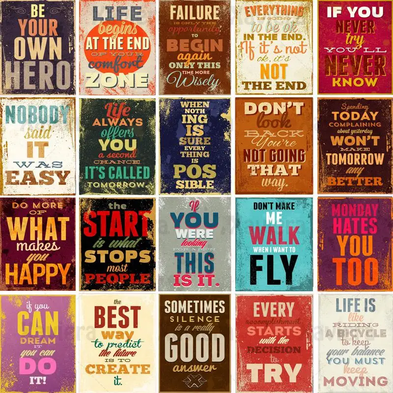 Полноразмерная алмазная живопись мотивационные цитаты картина ретро искусство