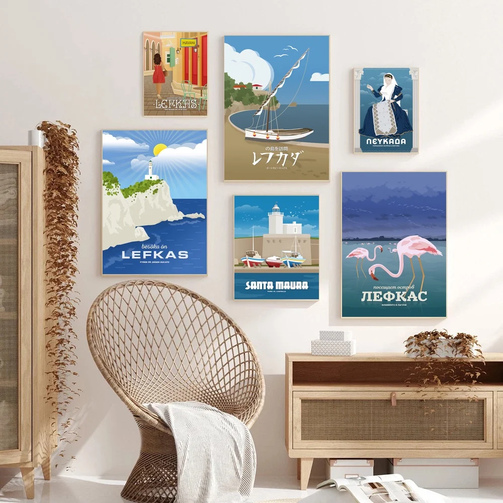 

Lefkada Boat on the beach travel abstract map