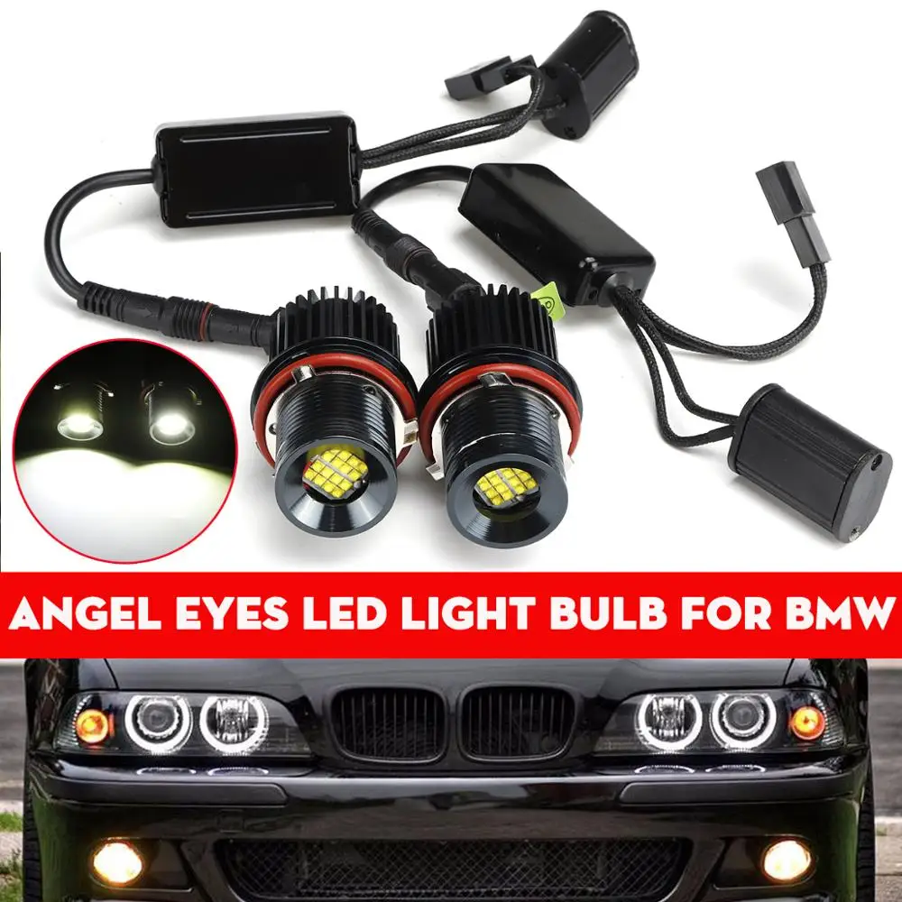 

2pcs 80w White Angle Eyes LED Marker HALO Ring Light Bulb for E39 E53 X5 E60 E61 E63 E64 E65 E66 E83 X3 E87 Super Bright