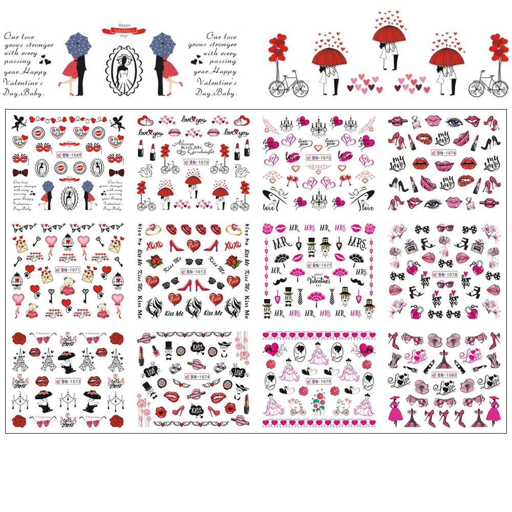 Наклейка для дизайна ногтей в виде зеленого цветка и листьев Переводные картинки