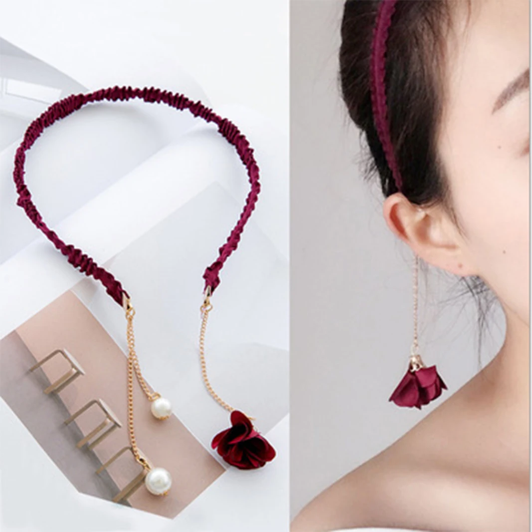 Милая повязка на голову с бахромой жемчужные поддельные серьги заколка для волос