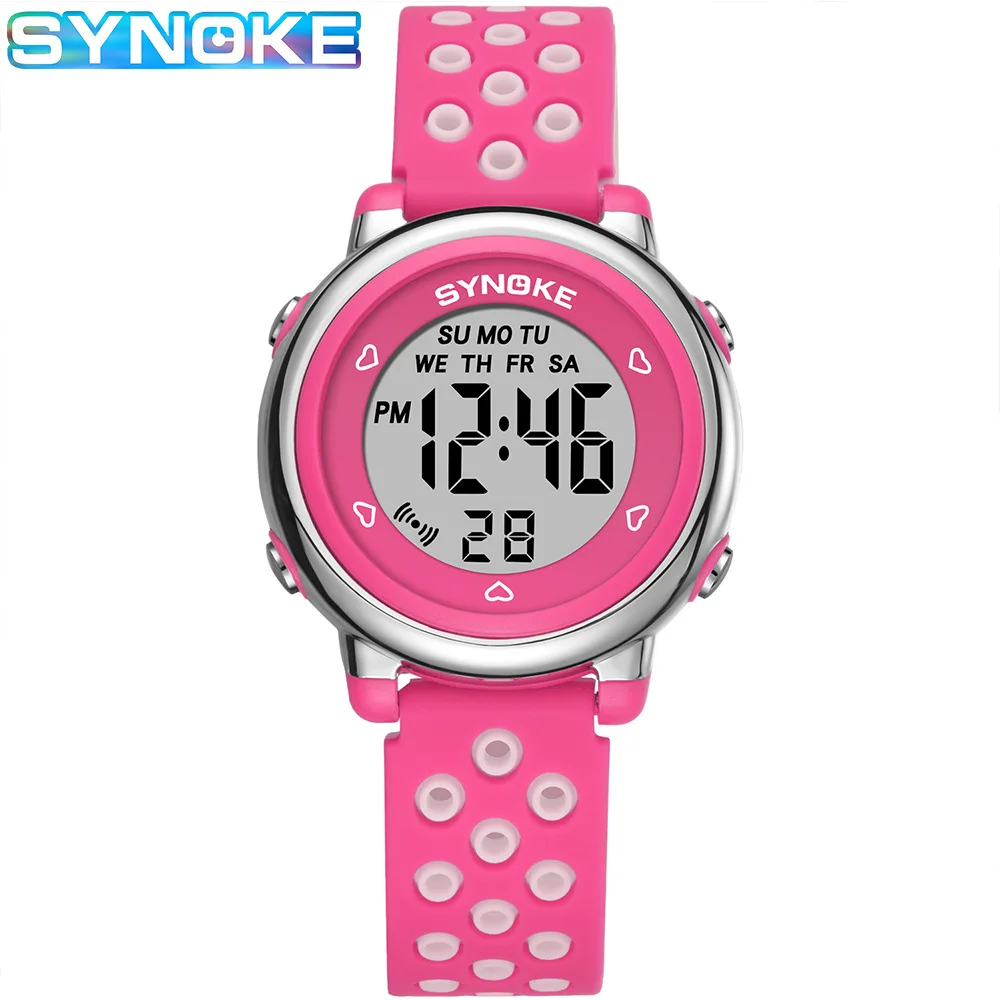 Цифровые часы SYNOKE детские электронные розовые спортивные для девочек наручные