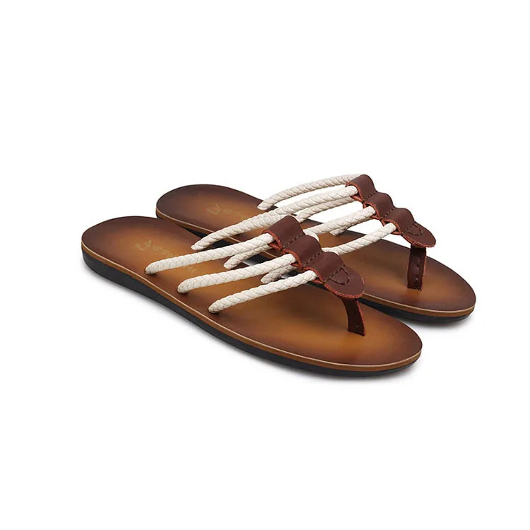 Мужские летние Вьетнамки сандалии Шлепанцы из натуральной кожи повседневная