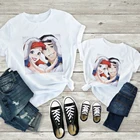 Футболка женская с принтом Ариэль и принц для пар, повседневный топ с милым рисунком, уличная одежда на День святого Валентина, одежда для мам