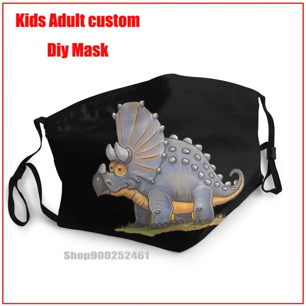 

Triceratops Dinosaur DIY masque de protection lavable washable reusable face mask kids mascarillas de tela lavables con filtro