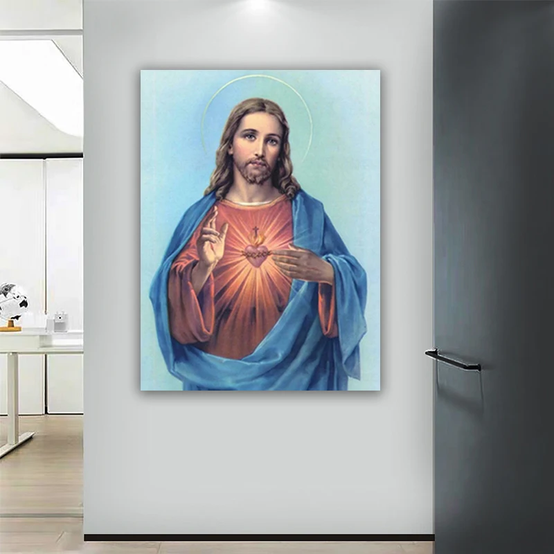 

Artwork Canvas Paintings Sacred Heart of Jesus and Virgin Mary Posters and Prints Wall Art Pictures for Living Room Office Decor