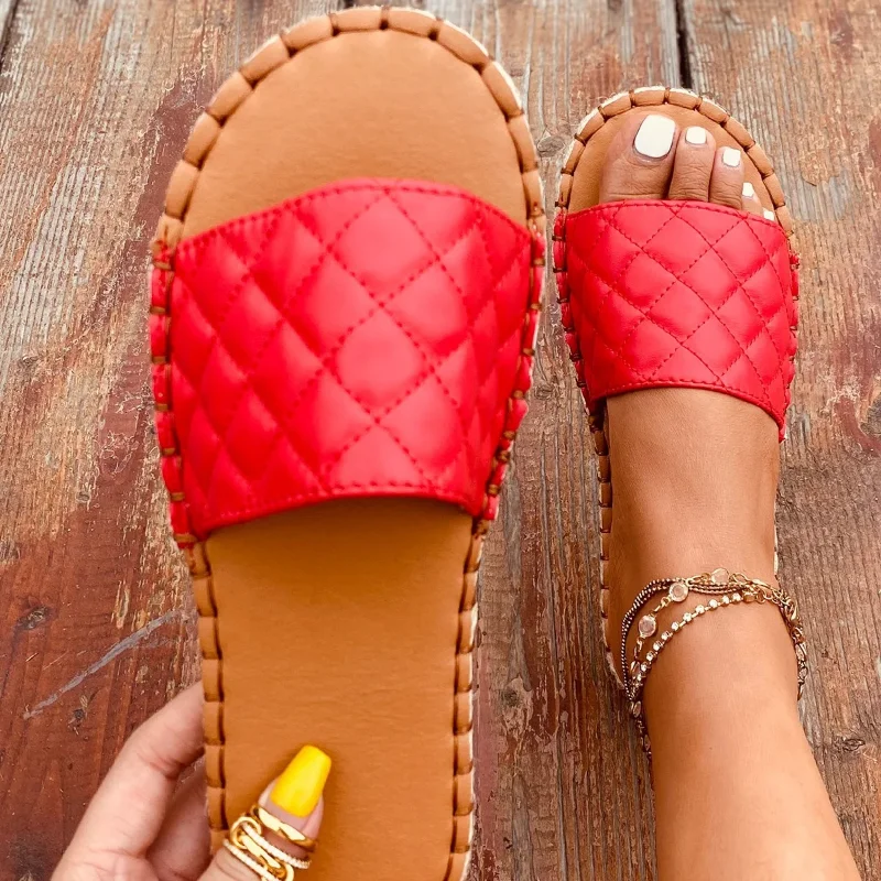 

Women Shoes Summer 2021 New Style Home Bathroom Sandals Slippers Fashion Solid Color Retro Flat Slippers