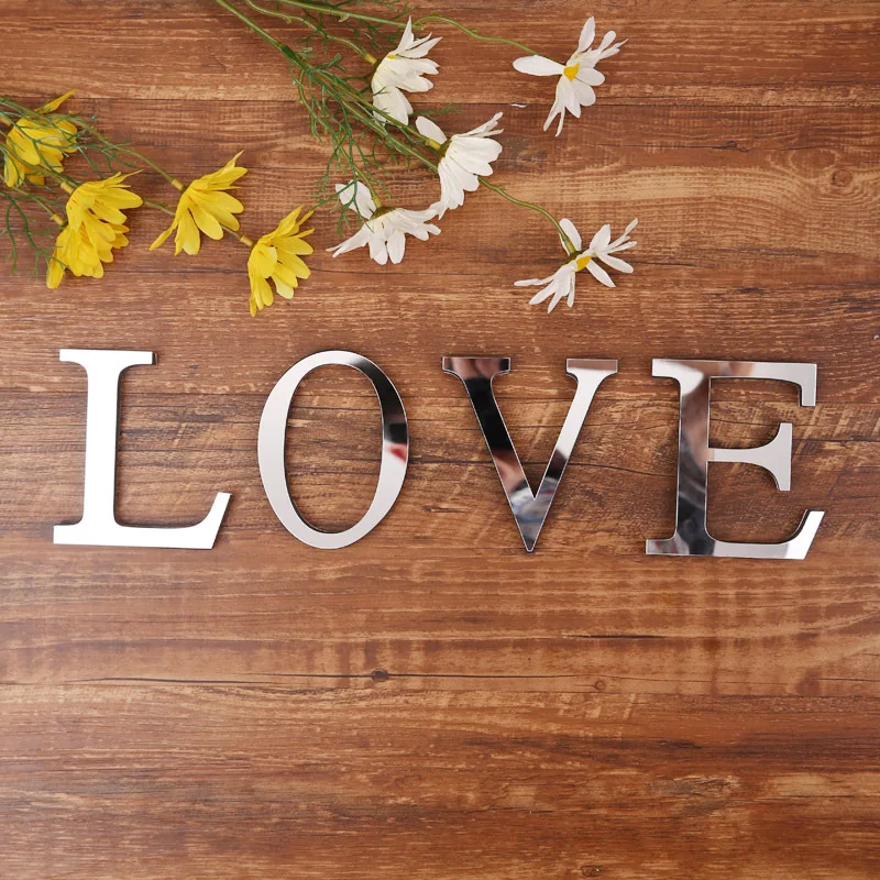 Новый DIY настенные зеркальная поверхность стены Стикеры 26 букв английского