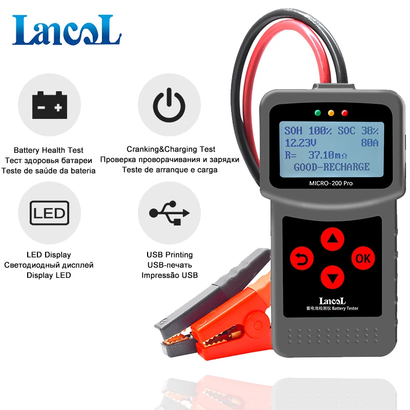 Тестовый er-анализатор аккумуляторной батареи Lancol Micro200 Pro 12 В диагностические