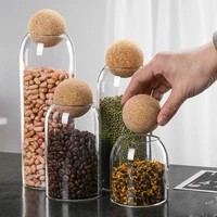 transparent lead free storage jar tank glass bottle with ball cork lid sealed tea cans dried fruit cereal snacks coffee contains