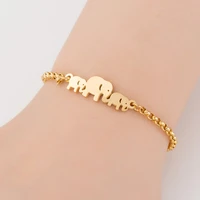 thj trendy jewelry stainless steel cute mom baby elephant bracelets bangles multilayer chain butterfly bracelet for women gift
