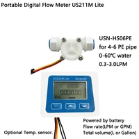 us211m lite usn hs06pe 0 3 3 0lmin digital flow meter flow reader compatible with all our hall effect water flow sensorn saie