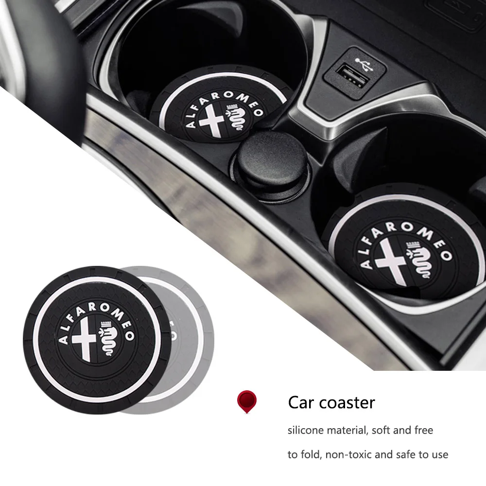 

2PCS Car cup anti-slip pad Epoxy Cup Holder Mat Pad Bottle Built-in car styling for Italy ALFA ROMEO 147 159 156 Mito Giulietta