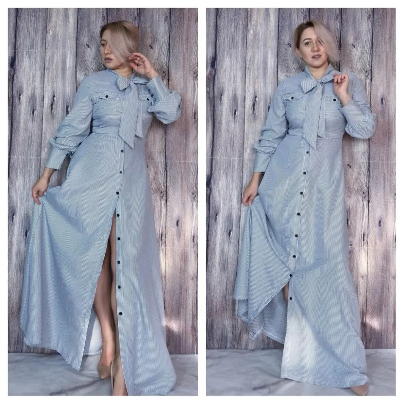 Женское длинное платье в полоску Элегантное повседневное трапеция до пола с