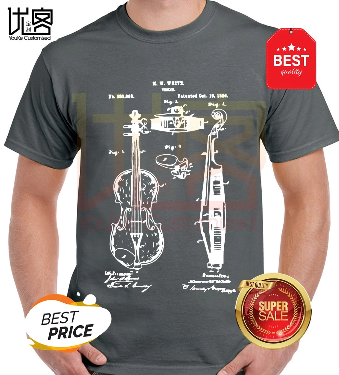 Футболка с принтом скрипки мужская и женская летняя футболка из 100% хлопка