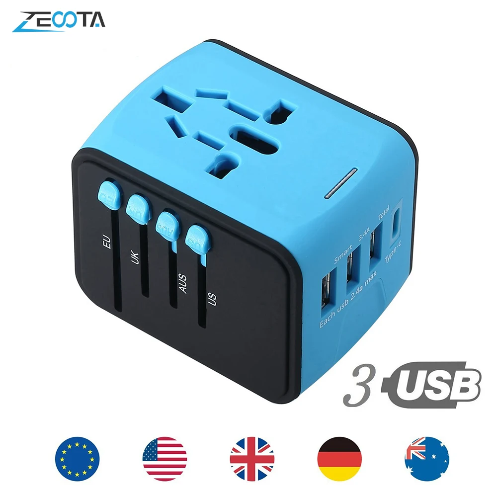 Дорожный адаптер Универсальный Штепсель питания Великобритания ЕС Австралия