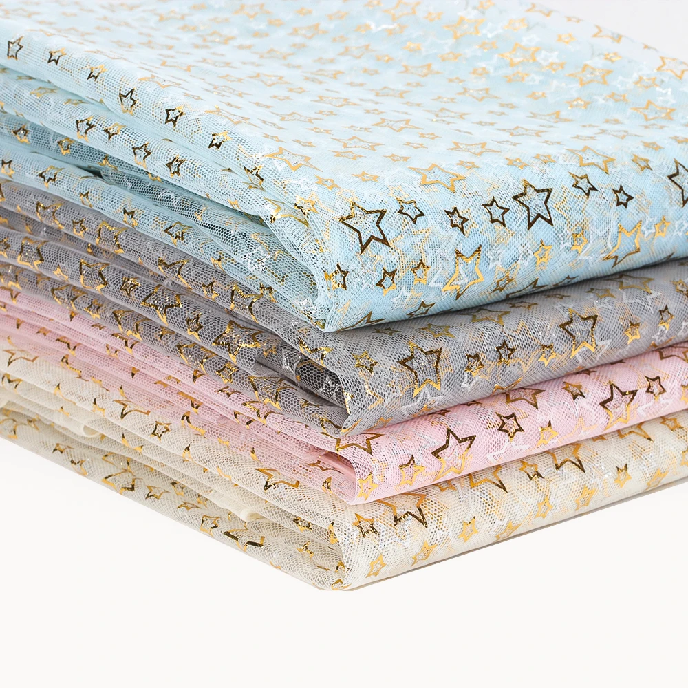

AHB Mesh Fabric Pure Color with Star Yarn Muslin Fabric DIY Cloth Headwear Accessories Wedding Party Decoration 90*150cm 1pc