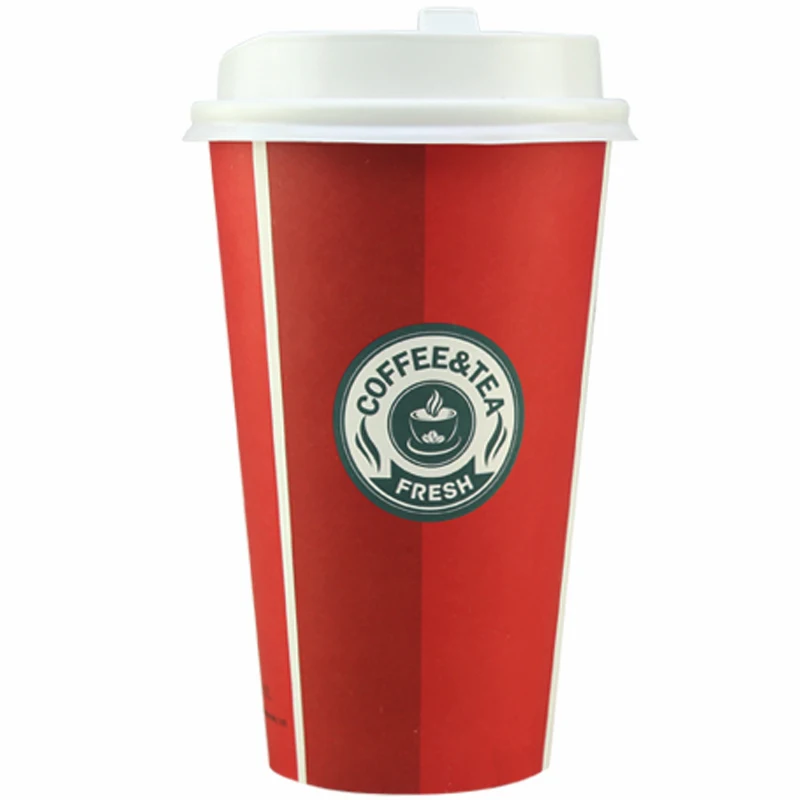 

50pcs Creative thick disposable paper cup 500ml red white green coffee juice beverage cold and hot drink packaging cups with lid
