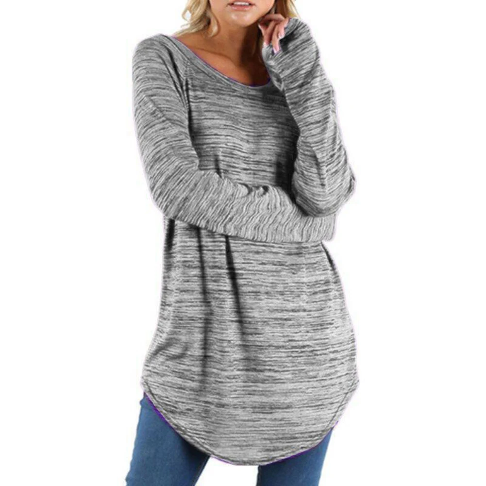 

2020 New Fashion T-Shirt for Women Round Neck Irregular Long Sleeve Geometric Print Harajuku Women Plus Size S-5XL