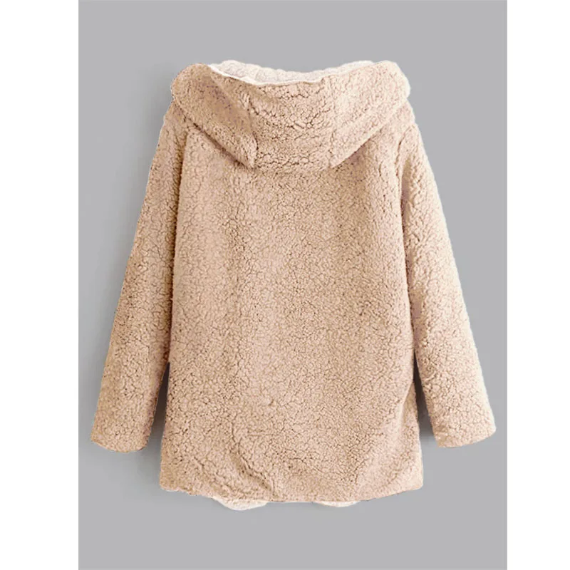 Женское Двухслойное пальто ZAFUL из овечьей шерсти с капюшоном и петлей зимнее