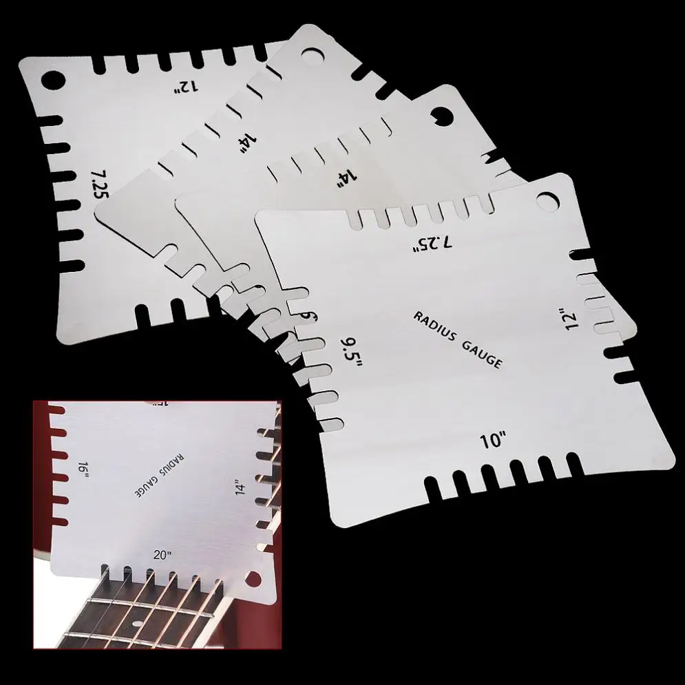 

4pcs Stainless Steel Guitar Notched Radius Gauge Fingerboard Fretboard Measuring Tools Set for Musical Parts Instruments