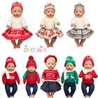 Зимняя кукла, детская одежда, платье, Рождественский свитер, костюм для 17-дюймовой американской куклы и 43 см куклы новорожденного, подарок