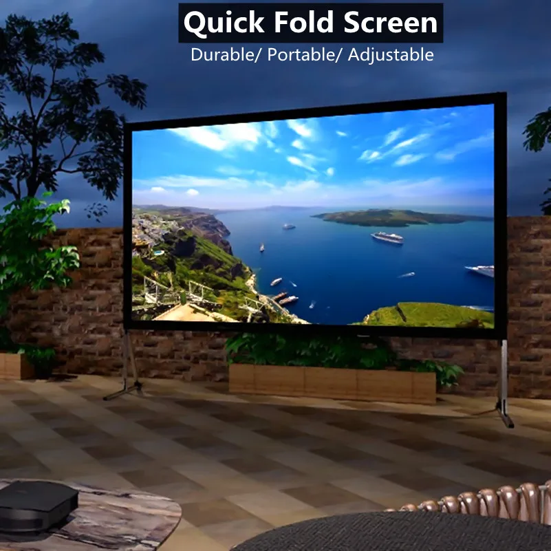 

P7SHF 4K HD 16:9 Quick Fold Projector Screens Outdoor Indoor Folding Frame Projection Screen with Front Cinema White Projection