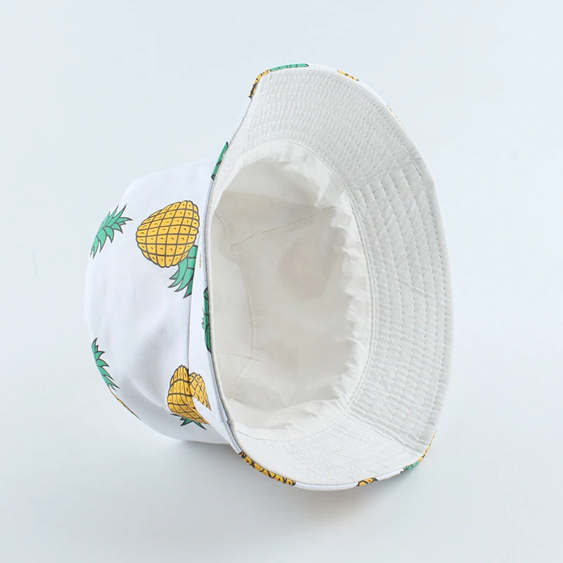 

Bucket Hat Panama Reversible Cap Men Women Sun Summer Beach Pineapple Spring Cotton Climbing Holiday Outdoor Accessory