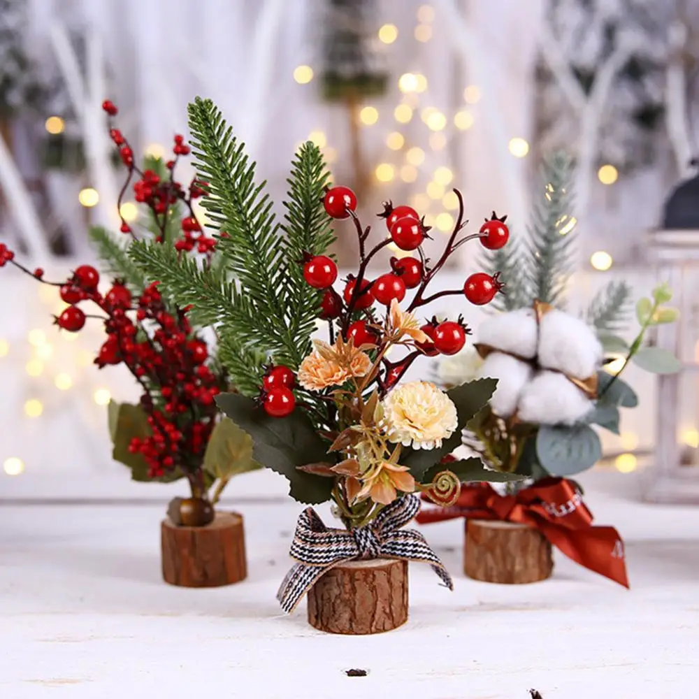 

Holiday Fake Tree Branch Berry Flower Christmas Showcase Ornament Desktop Decor