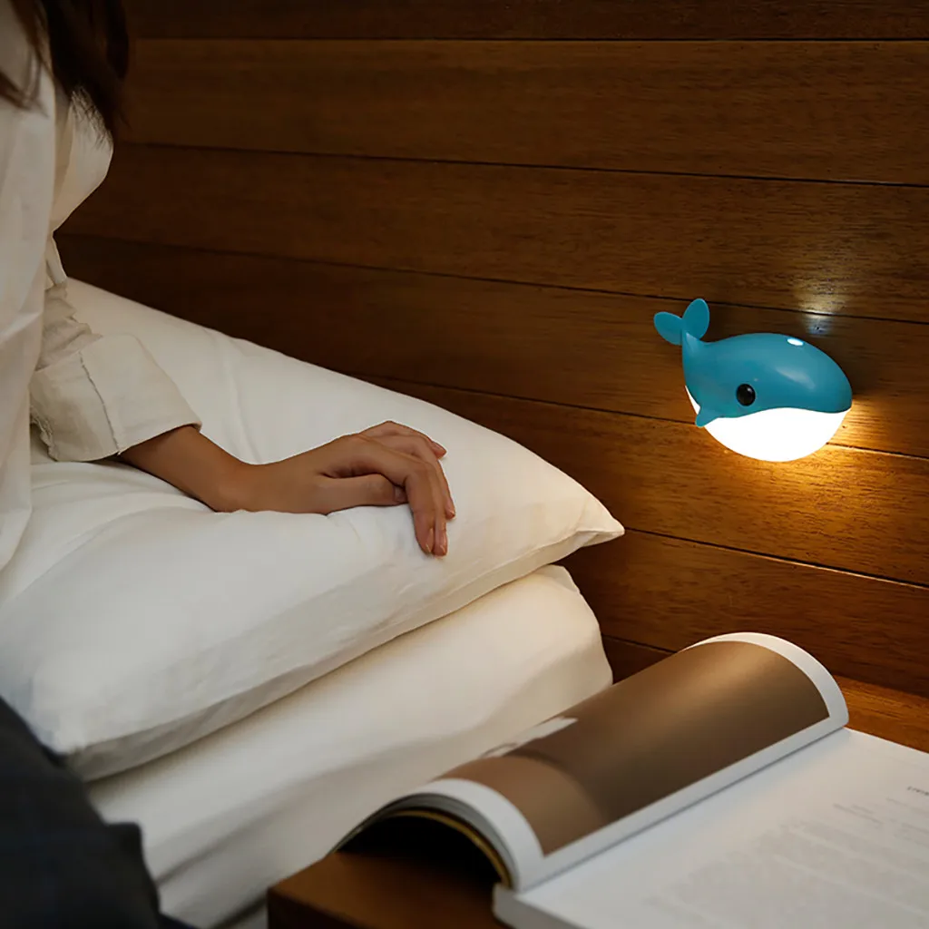 

Whale Bedside USB Sensor Night Lights LED Dolphin Wall Lamp with Auto Sensor