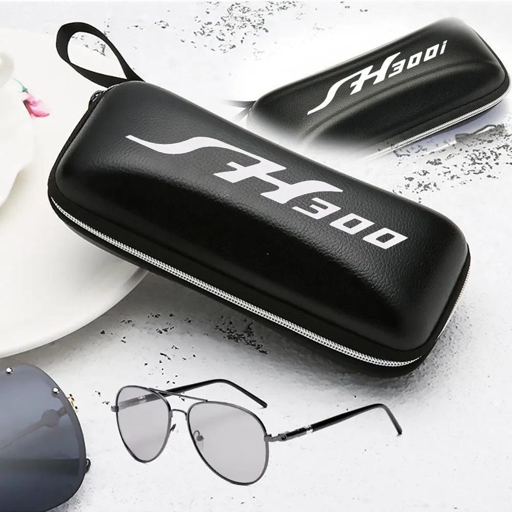 

For HONDA SH300 SH300i SH 300 2014 2015 2016 2017 Black leather printing logo glasses Case sunglasses Case Box Customized