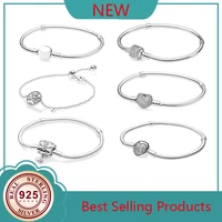 top selling 100 925 sterling silver high quality heart heart classic pan bracelet for free gift delivery to friends