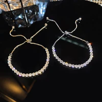 luxury rhinestone gold clasp bracelet for women crystal square charm bracelet bridal wedding fine 2022 new designer jewelry