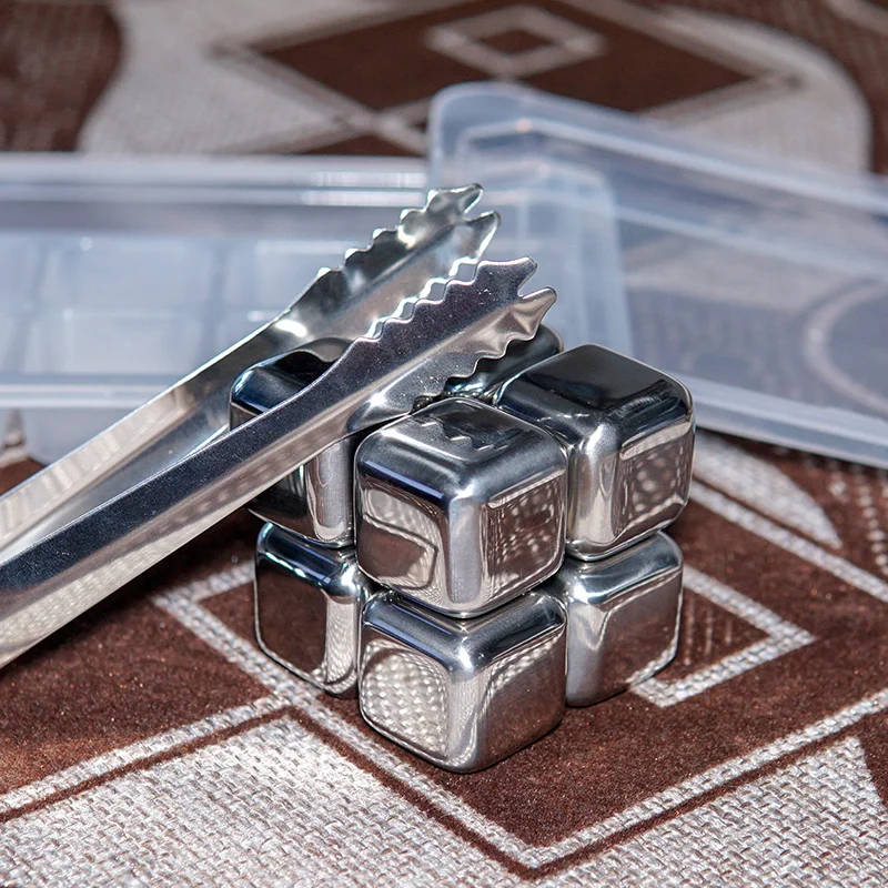 Кубики льда из нержавеющей стали многоразовые кубики с щипцами стопор быстрое