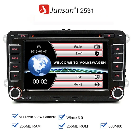 Junsun " 2 din android-автомобильный DVD Радио для VW/Golf/Passat/поло/Tiguan /Skoda/Fabia/Rapid/Seat/Леон gps 3g Wi-Fi Авторадио - Цвет: Wince NO camera